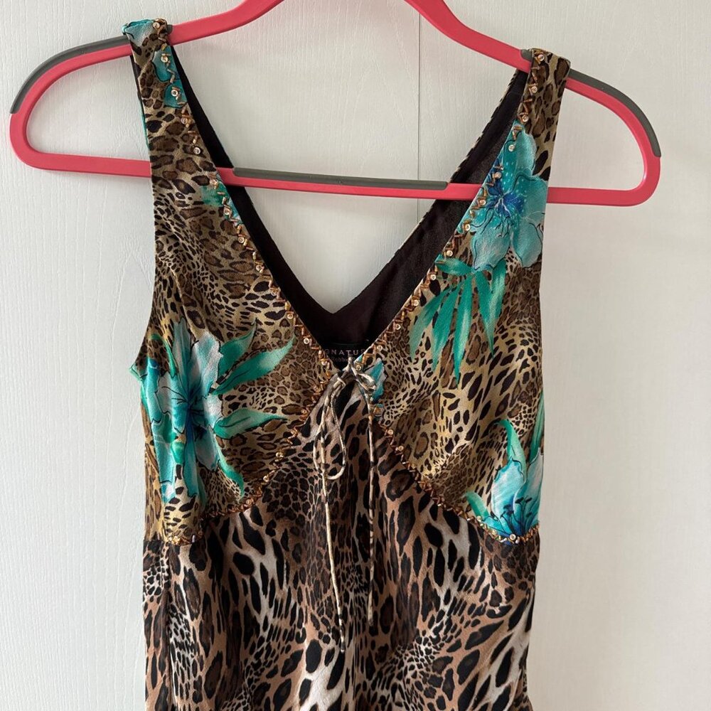 SOLD - Signature by Robbie Bee vintage silk leopard floral dress